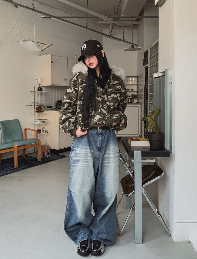 ULAN（ユレン）の「[Fur Detachable] エルモラクーンフードカモフラージュパディング（ジャケット/アウター）」