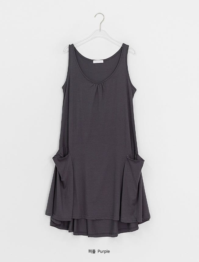Nife Pocket Flare Sleeveless One Piece