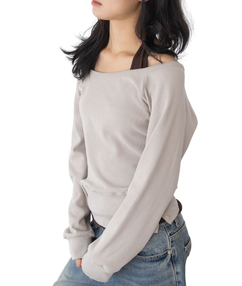 (Set) Wapi Layered Waffle Sweatshirt