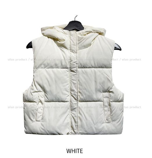 Haen crop hooded vest padded jacket