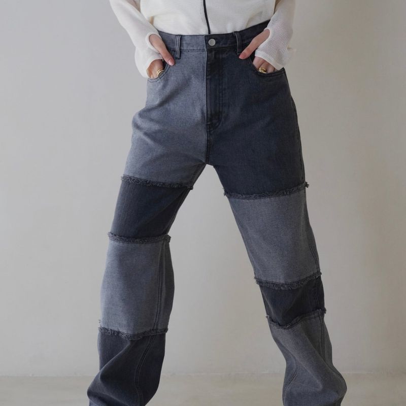 Uenui（ウニュイ）の「パッチワークデニムパンツ（パンツ）」