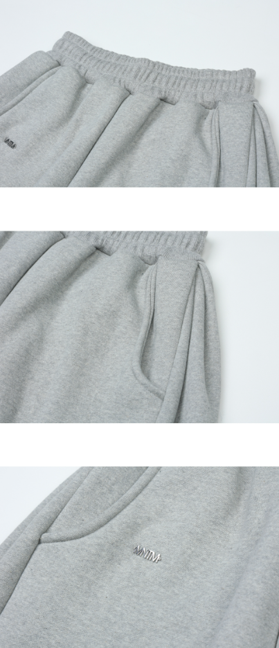 [mnem] pintuck logo jogger pants (gray)