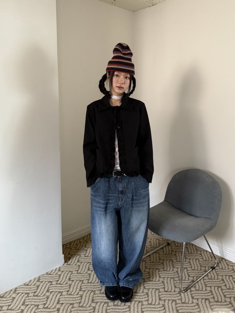frill crop jacket