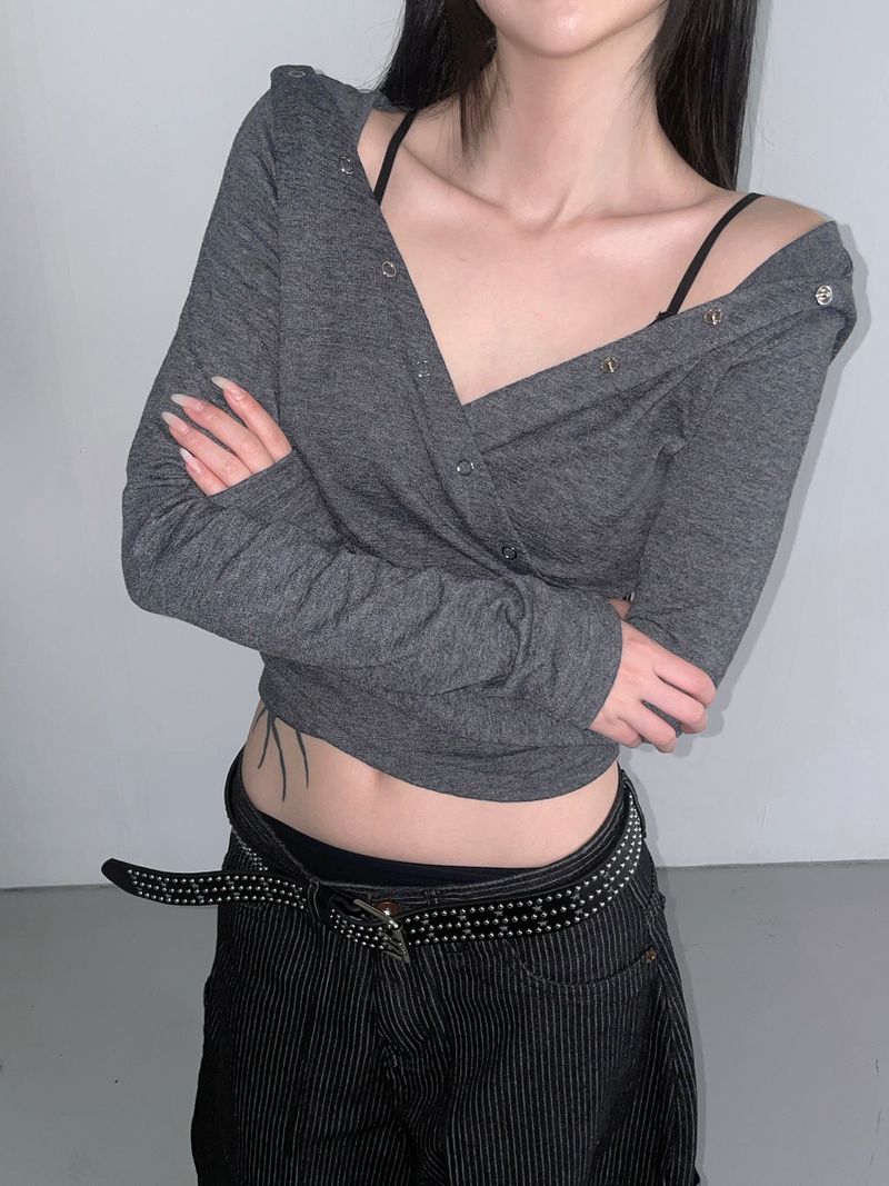 snap cross hoodie top(3 color)