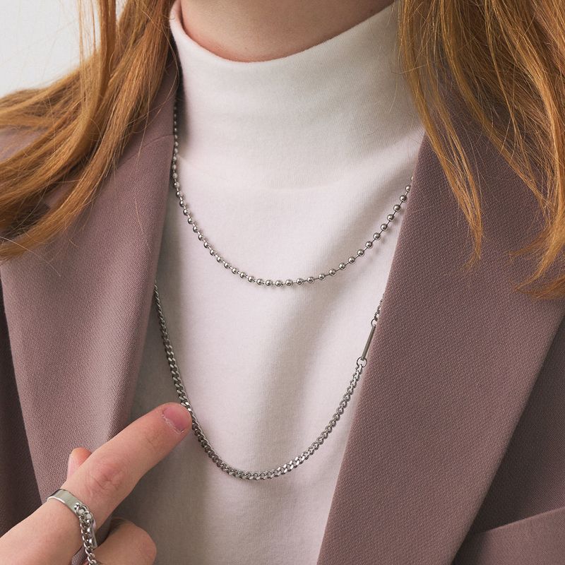 [Two-line set] Surgical steel necklace_CLEF TWO TONE NEC