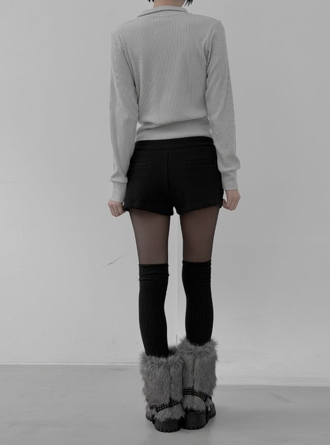 Basic Rib Long Knee Socks