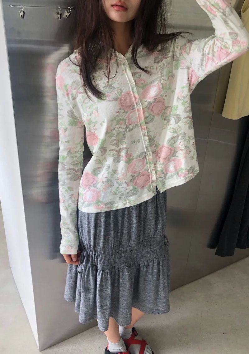 Flower button hoodie(2c)