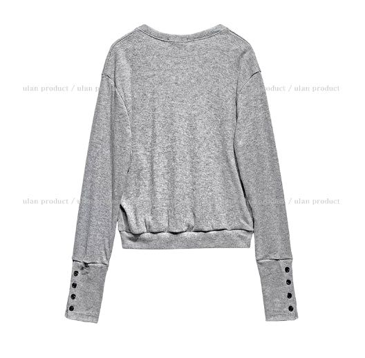 [wool 20%] Paul button detail v-neck knit