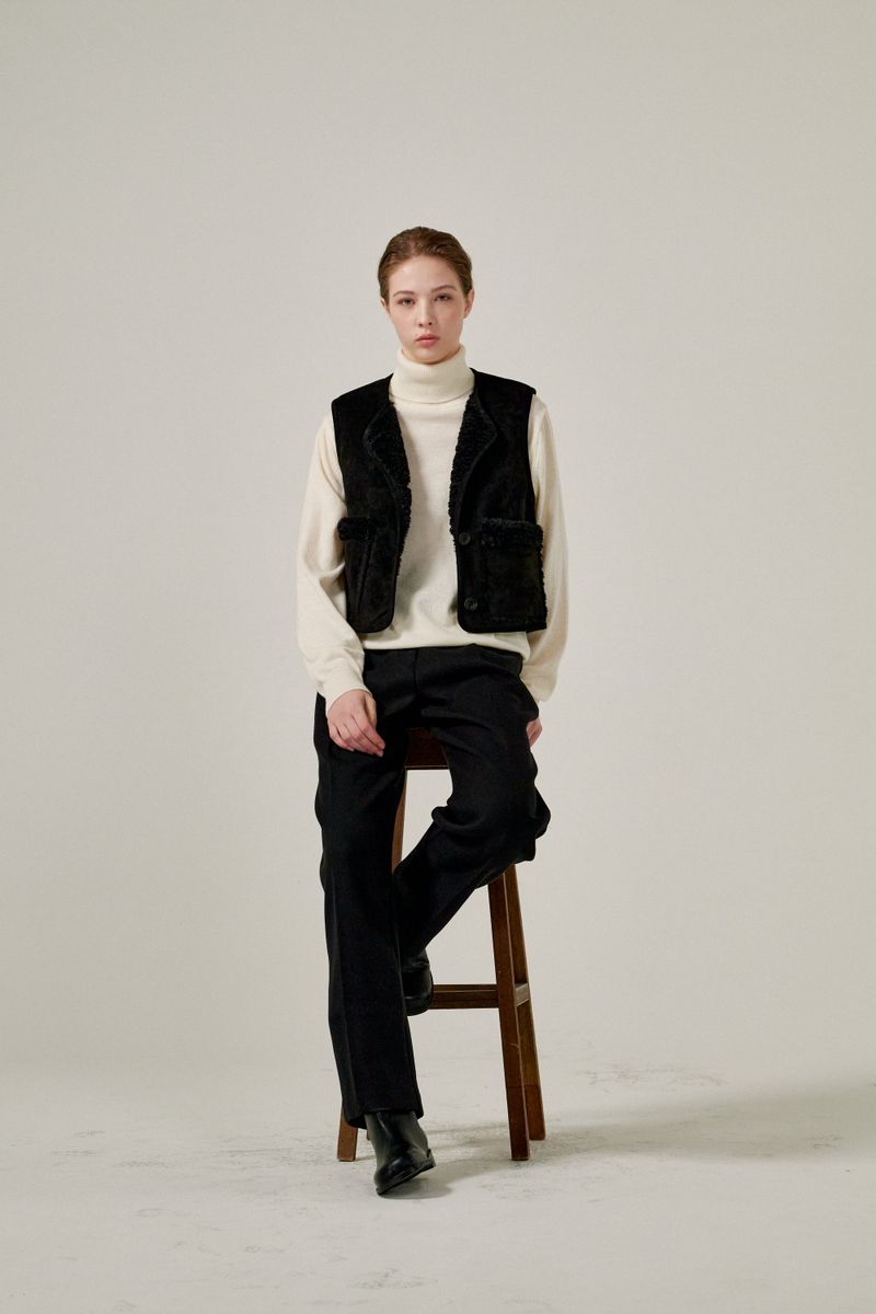 Semi wide pants (Black)