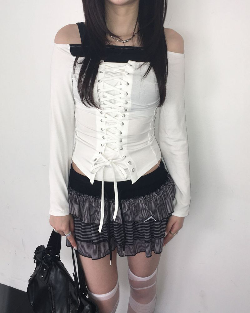 Stripe firll cancan skirt