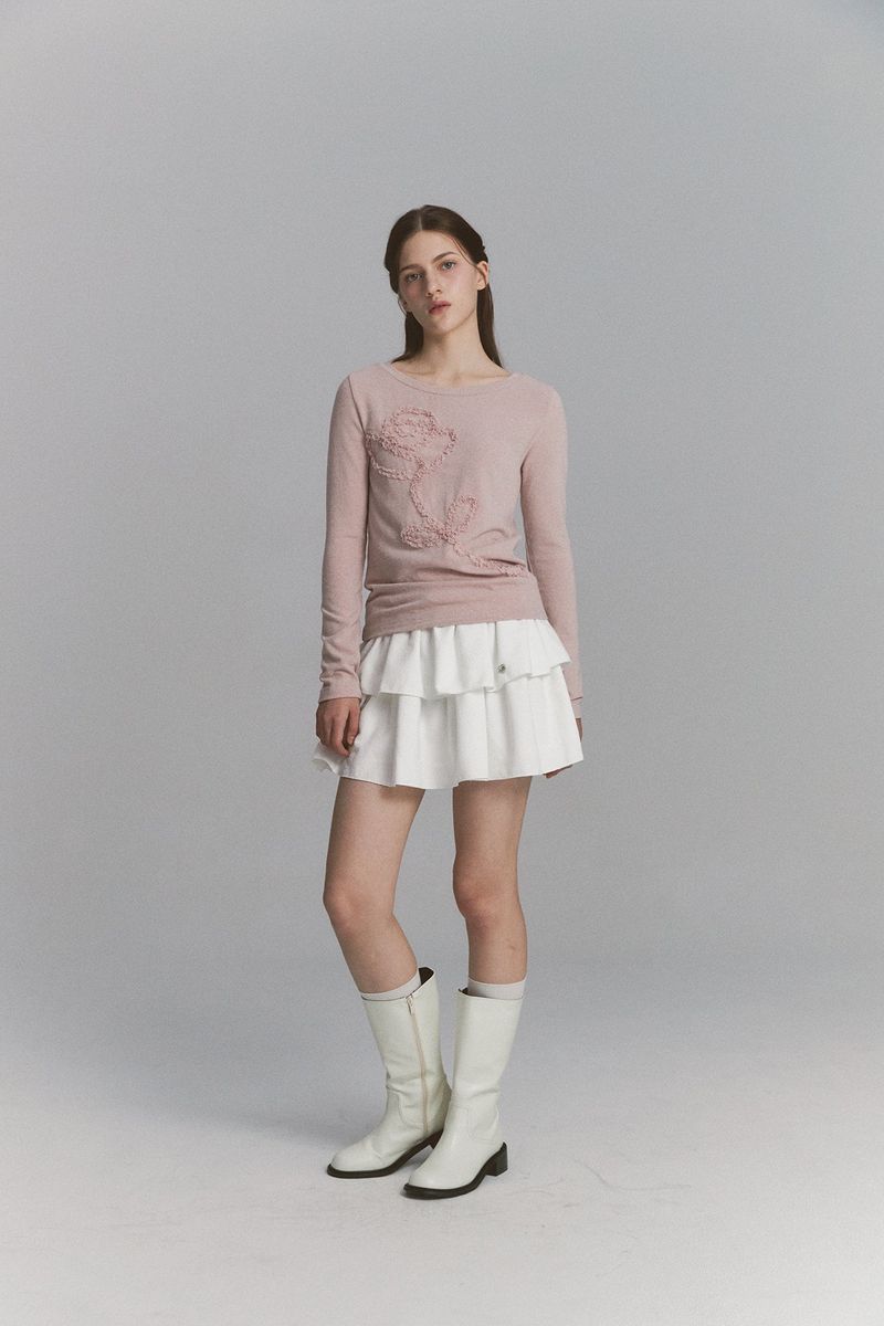 Lace Rose Long Sleeve Pink
