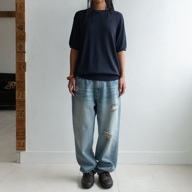 Totem short sleeve knit / Navy