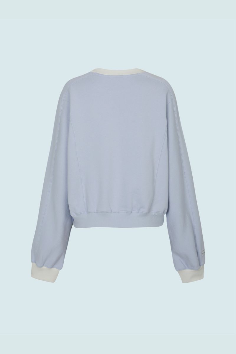 CONTRAST REGLAN CROP SWEATSHIRTS (LIGHT BLUE)