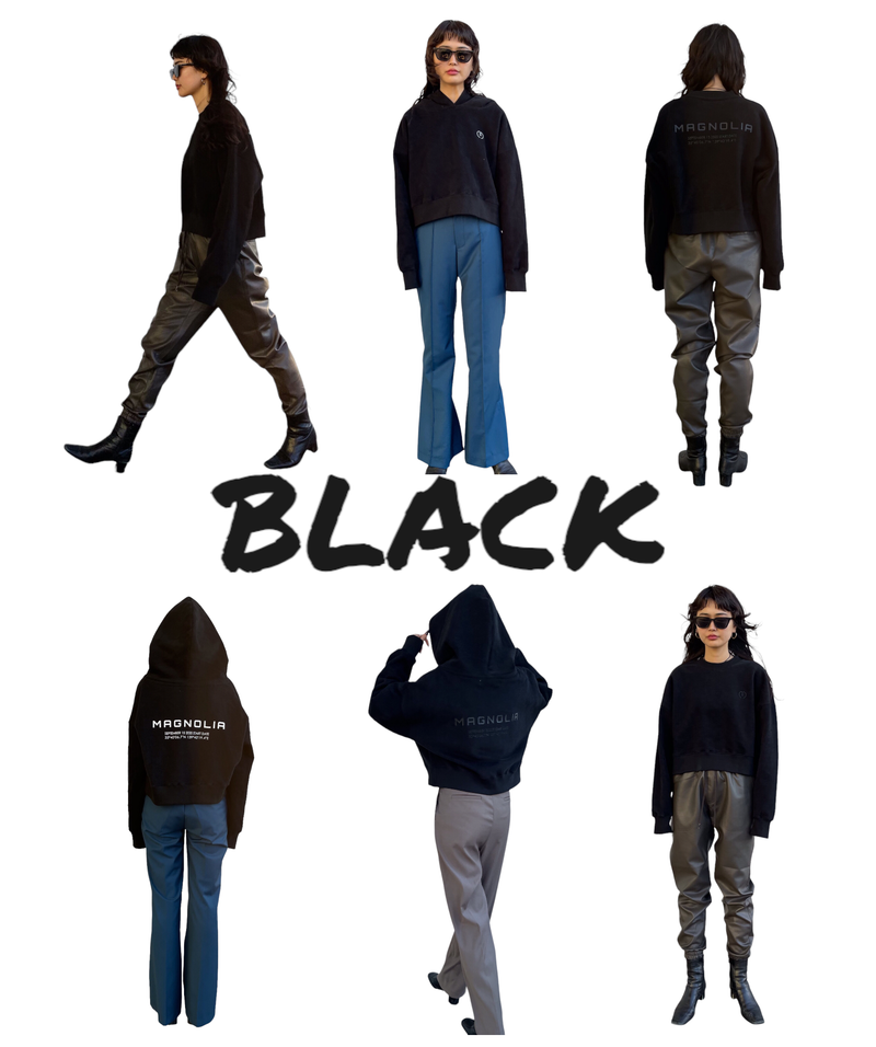 エンボスクロップドスウェット / Emboss Cropped Sweat-BLACK