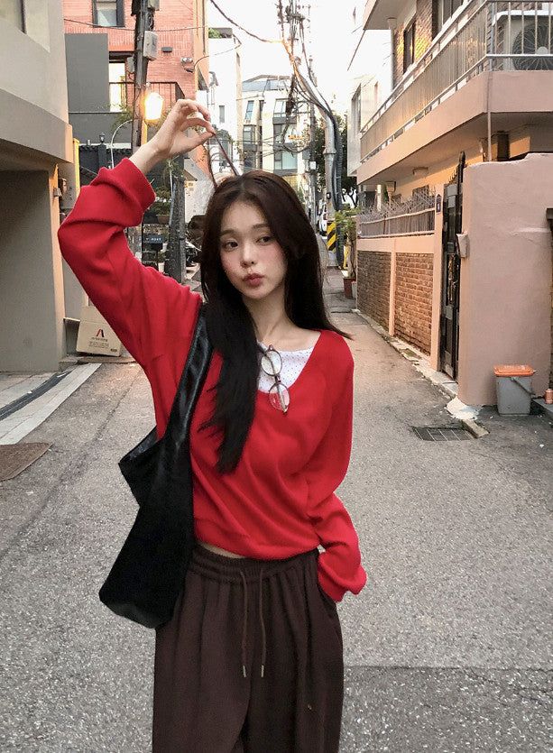 SHOPPERLAND(ショッパーランド)の「U-neck Eyelet Basic Knit T-Shirt (4color)(Tops)」