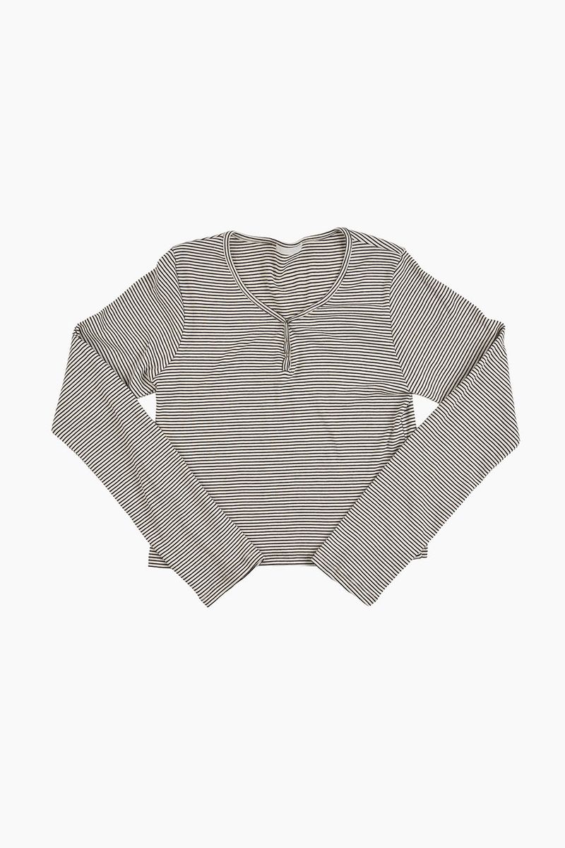 Bane stripe henley crop tee