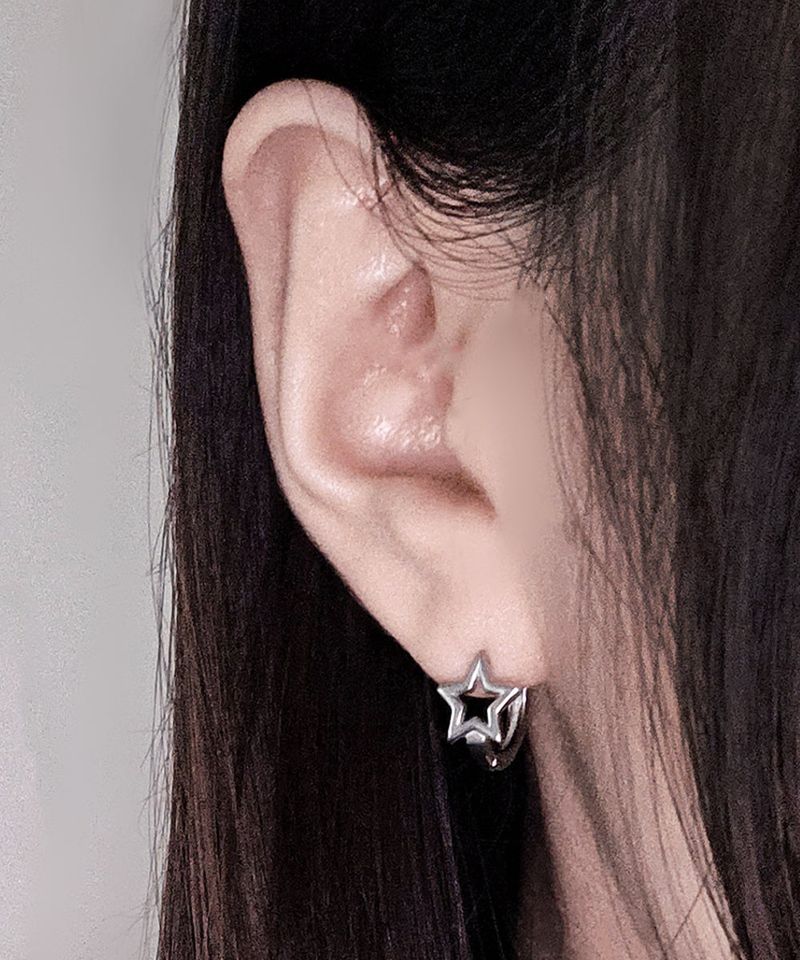 s.steel Empty Star One-touch Earring 2pcs