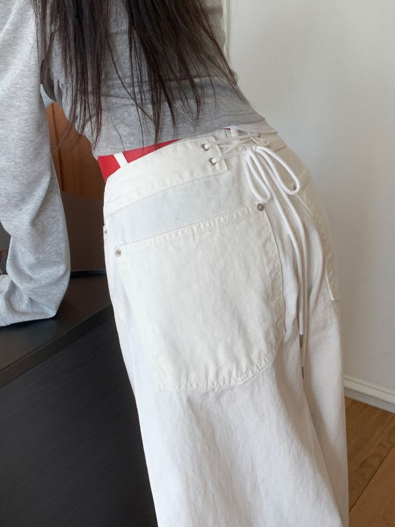 Mild Back Lace-Up Corset Balloon Wide Pants