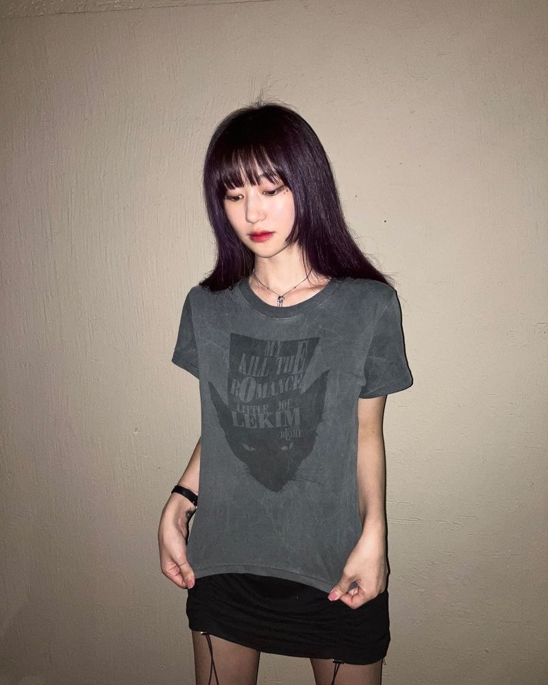 LEKIM DEVILL CAT T-SHIRT PIGMENT BLACK (WOMAN)
