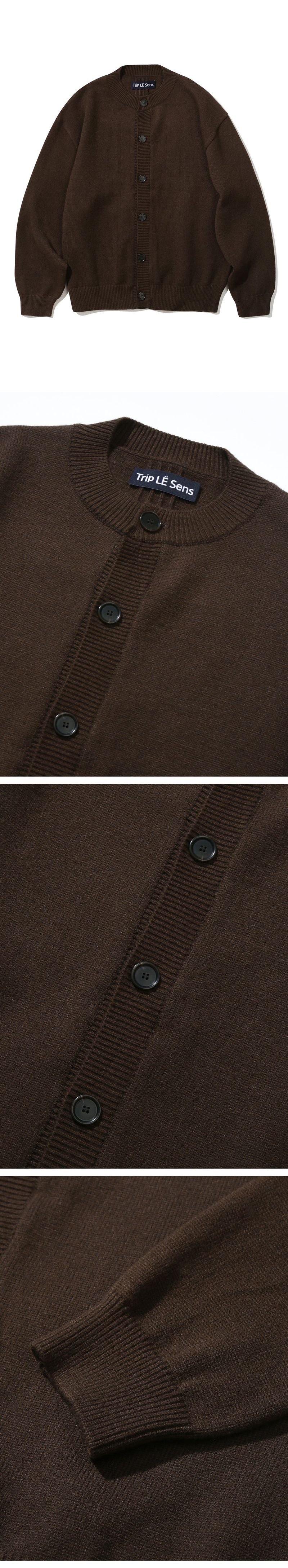 CENTRE LINE ROUND CARDIGAN_BROWN