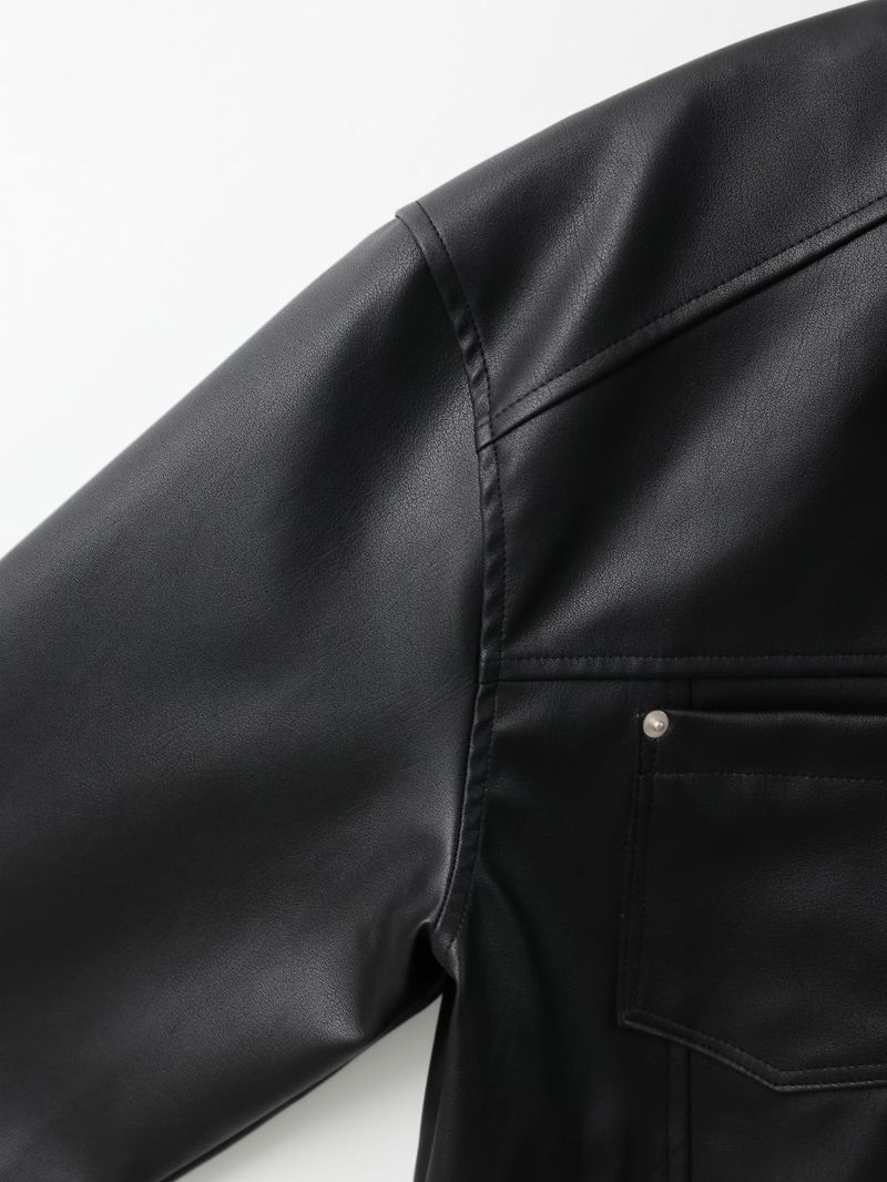 LMN Rivet Tracker Short Leather Jacket (black)