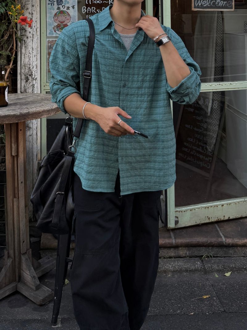 Suede check shirt