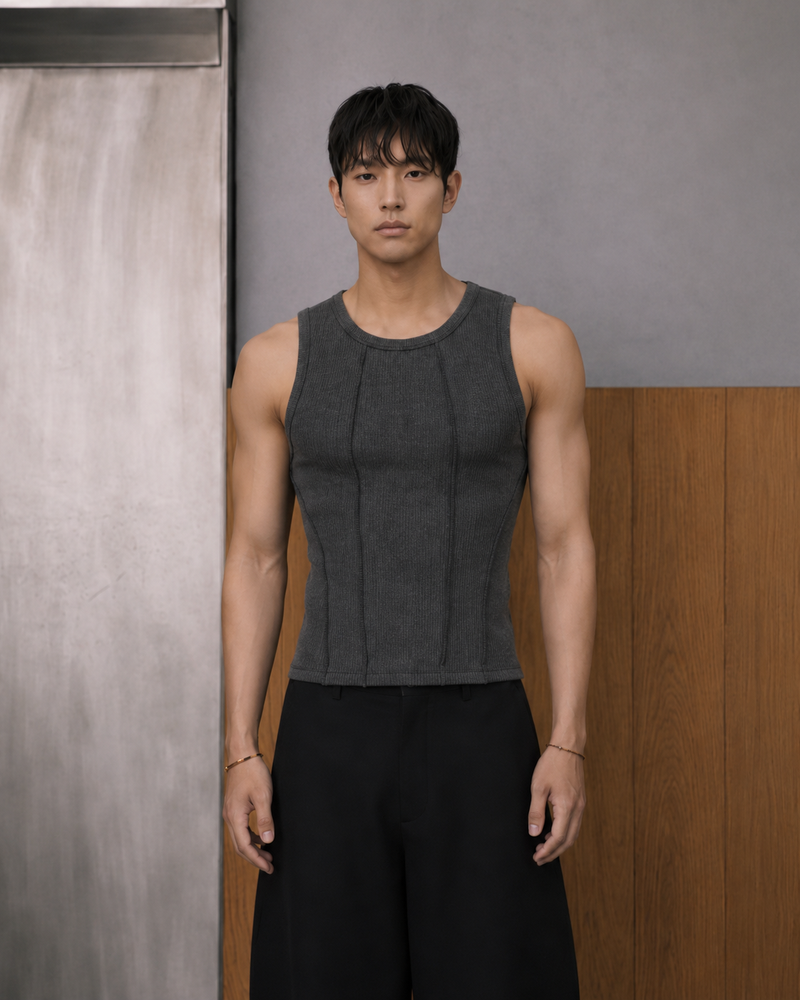 FADE MEET（フェードミート）の「Exposed Seam Ribbed Tank（Tops）」