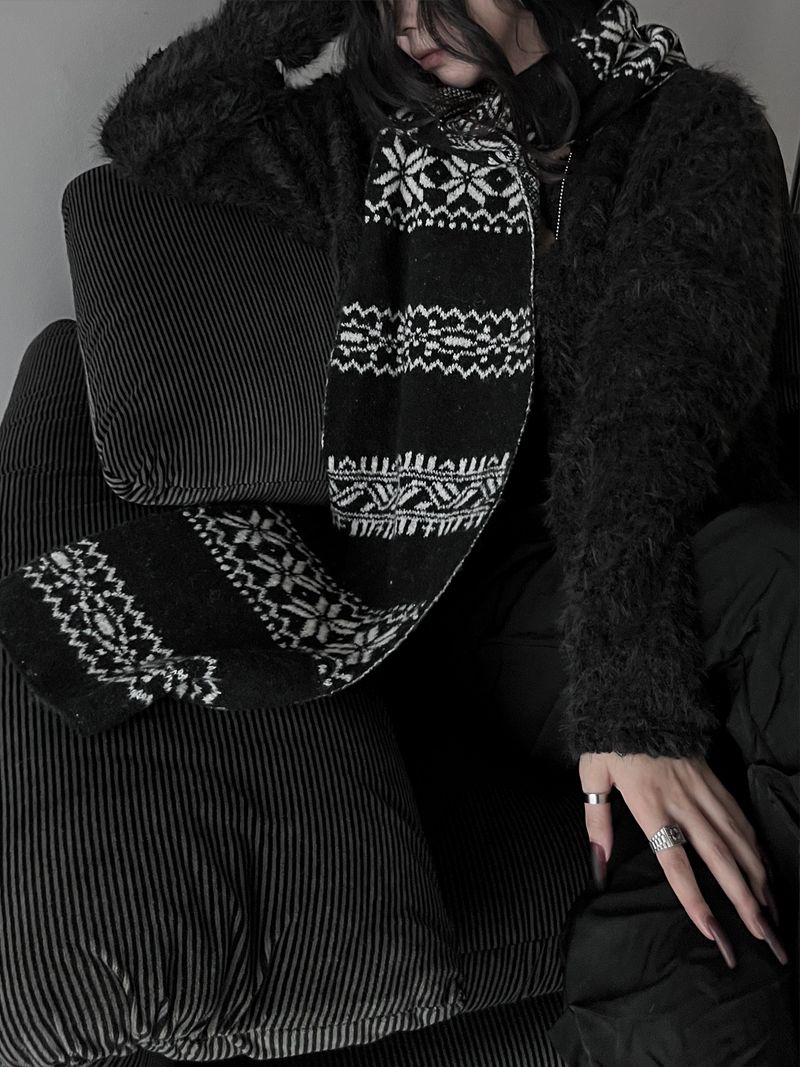 winter jacquard contrast muffler (4color)