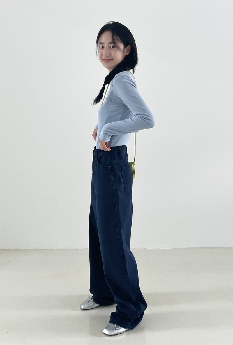 Twill wide cotton pants
