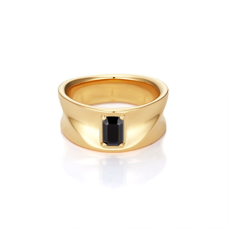 SAND DUNE STONE RING (ONYX) (GOLD)
