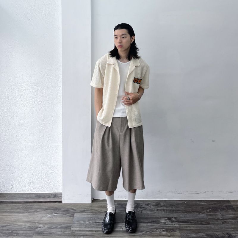 Textured Patch Pocket Short Sleeve Shirt
