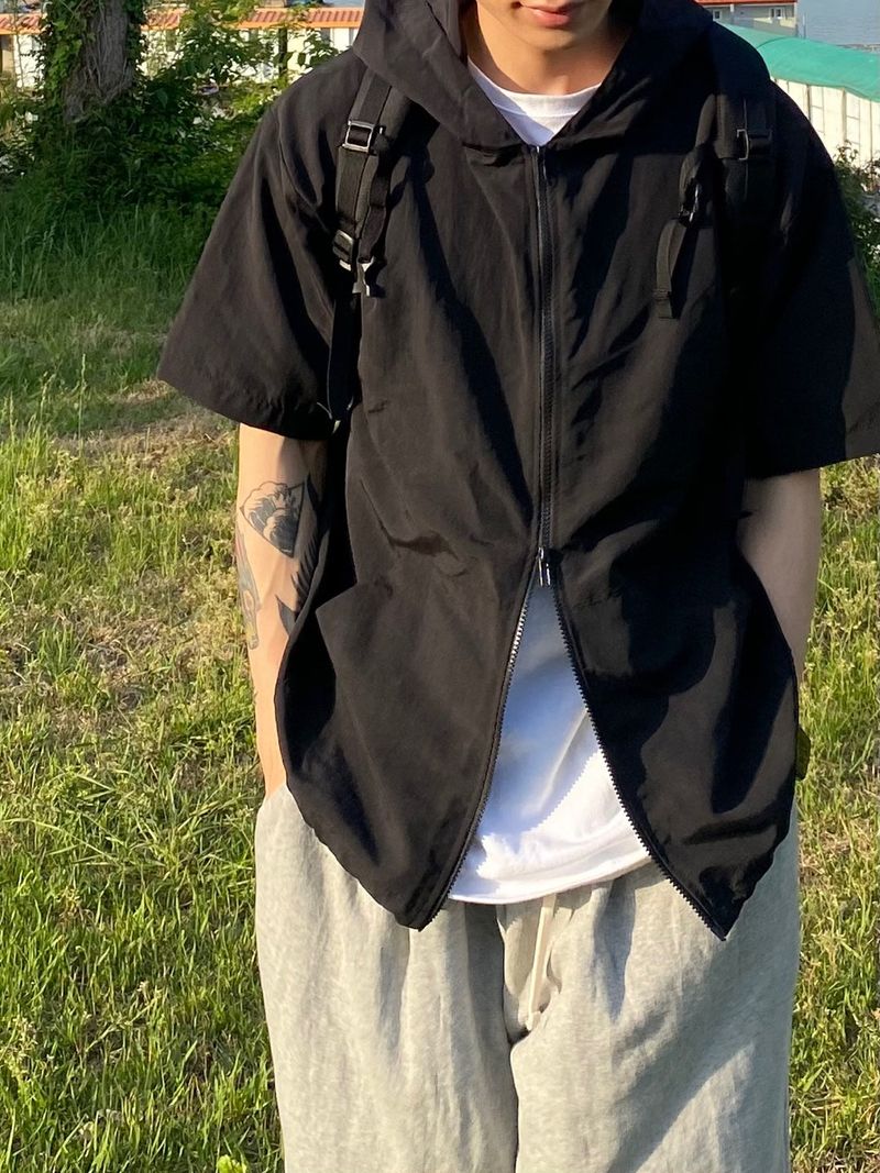 hooded nylon short 3C