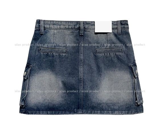 Yoni cargo denim mini skirt