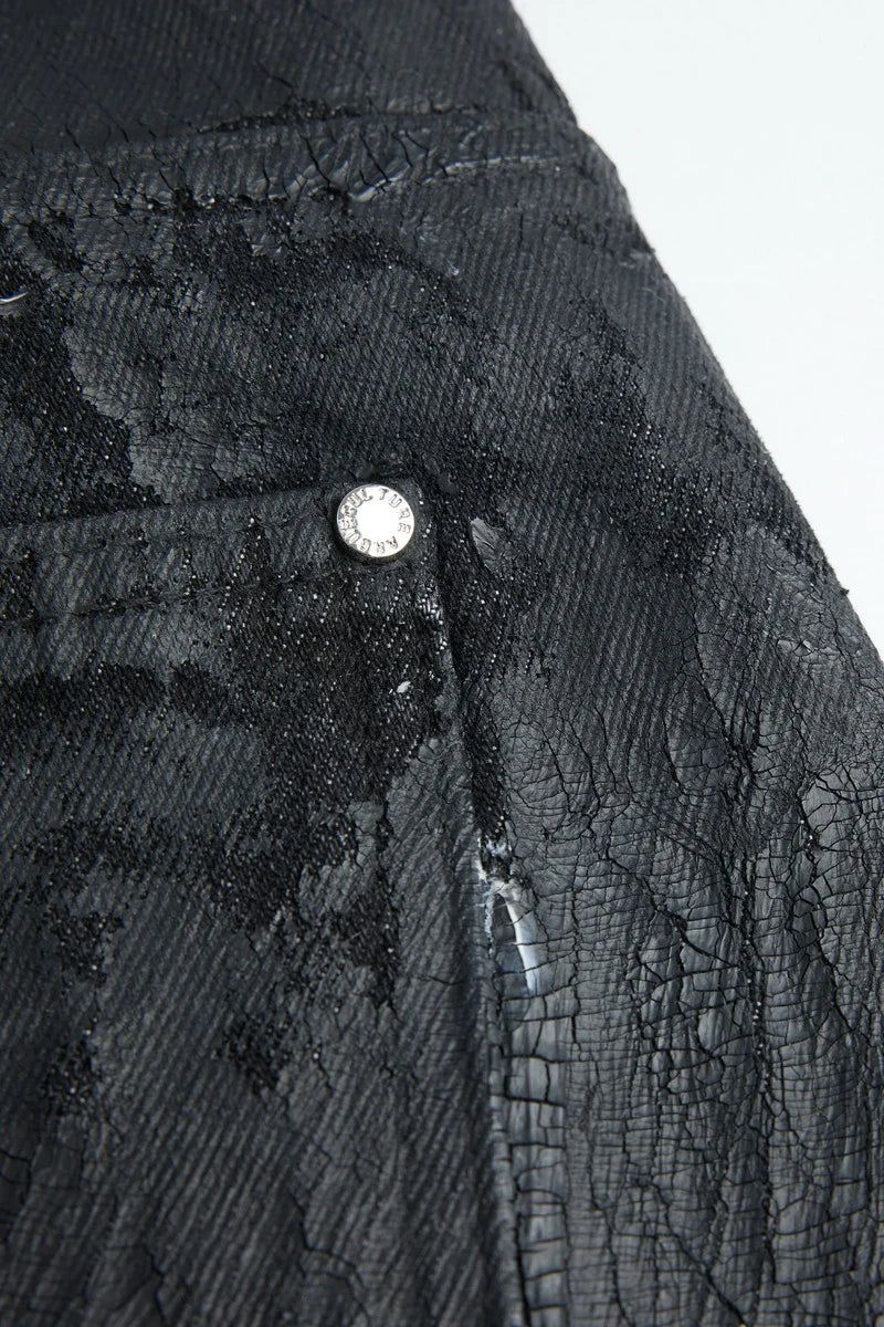 Waxed Black Studded Jeans