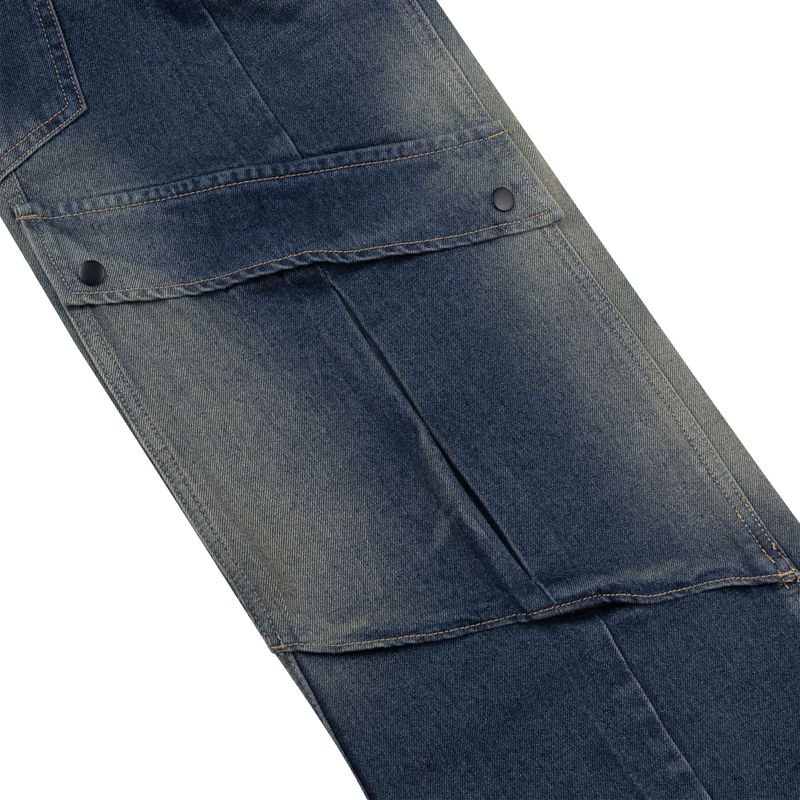 DirtyCoins Splicing Cargo Pants Blue Wash