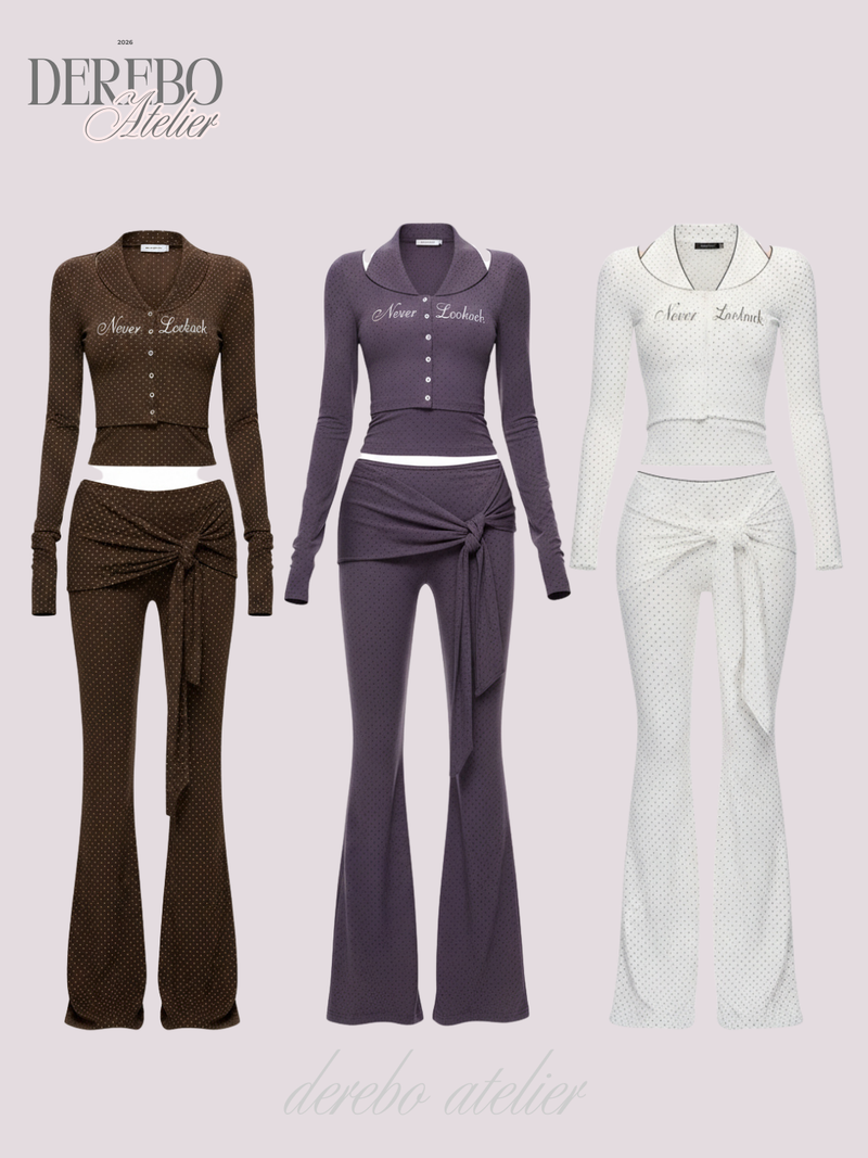 Dot halter cardigan flare training setup (PANTS)