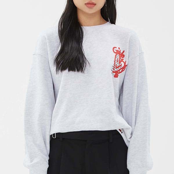 ROMANTIC CROWN(ロマンティッククラウン)の「GIVE LOVE SWEAT SHIRT_LIGHT GREY(Tops)」