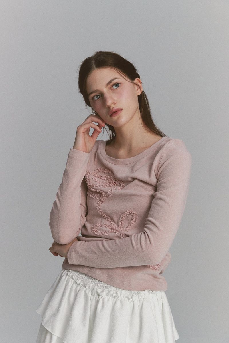 Lace Rose Long Sleeve Pink