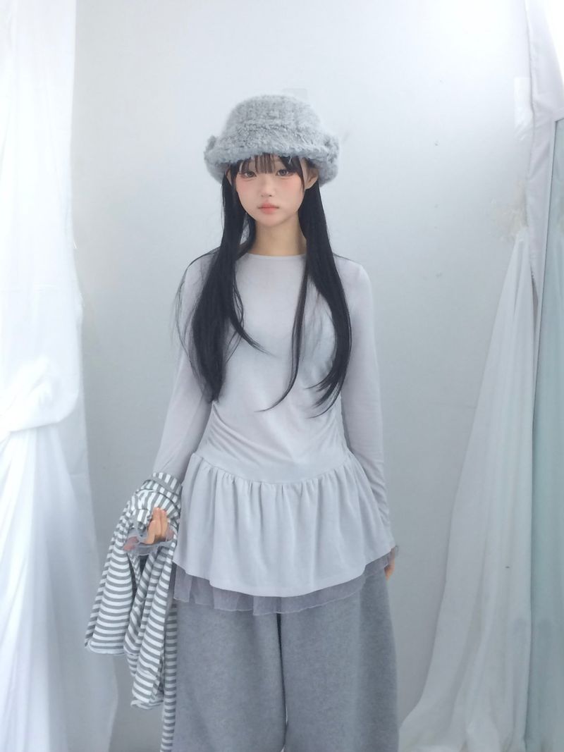 ner.ui.bin（ノエビン）の「chiffon ruffle line dress（Dresses）」