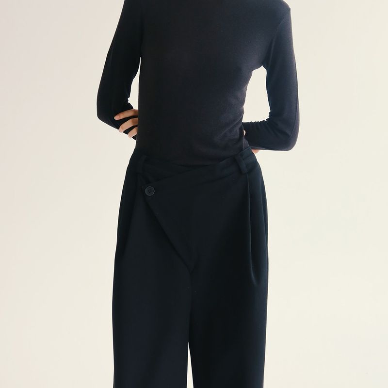 크로스오버 와이드 팬츠 블랙