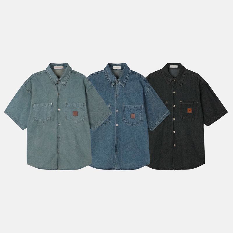 Chiba Patch Denim Short-Sleeve Shirt