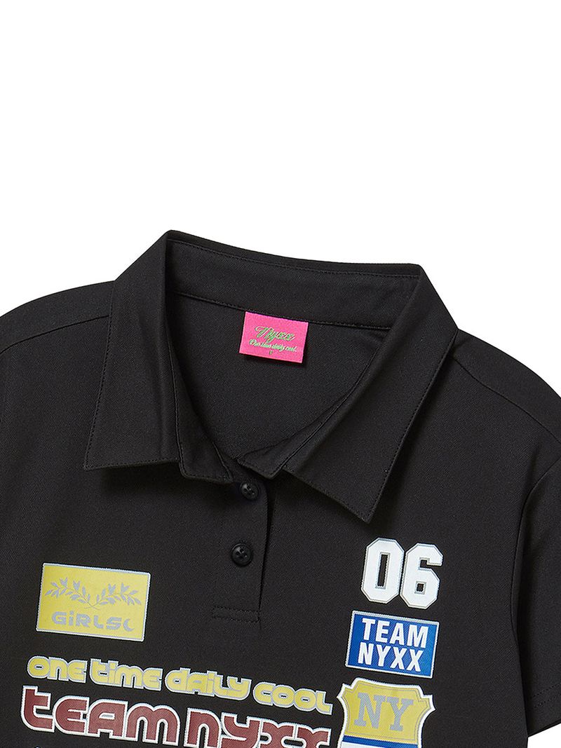 RACING PIQUE POLO SHIRTS (BLACK)