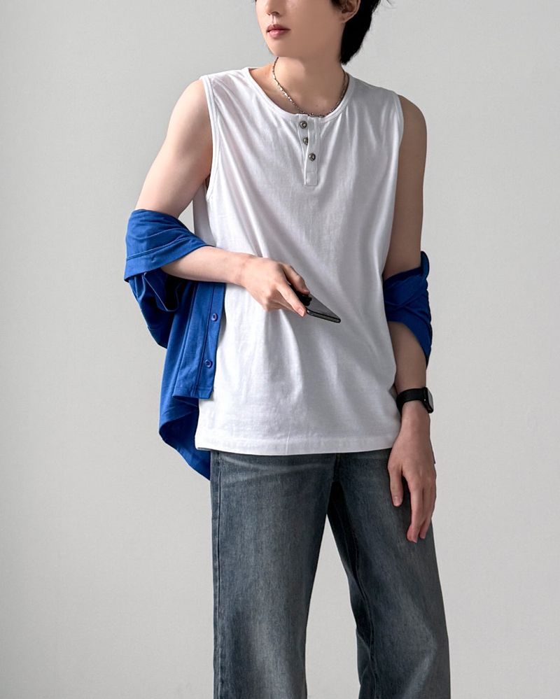 Luden Henley-Neck Sleeveless