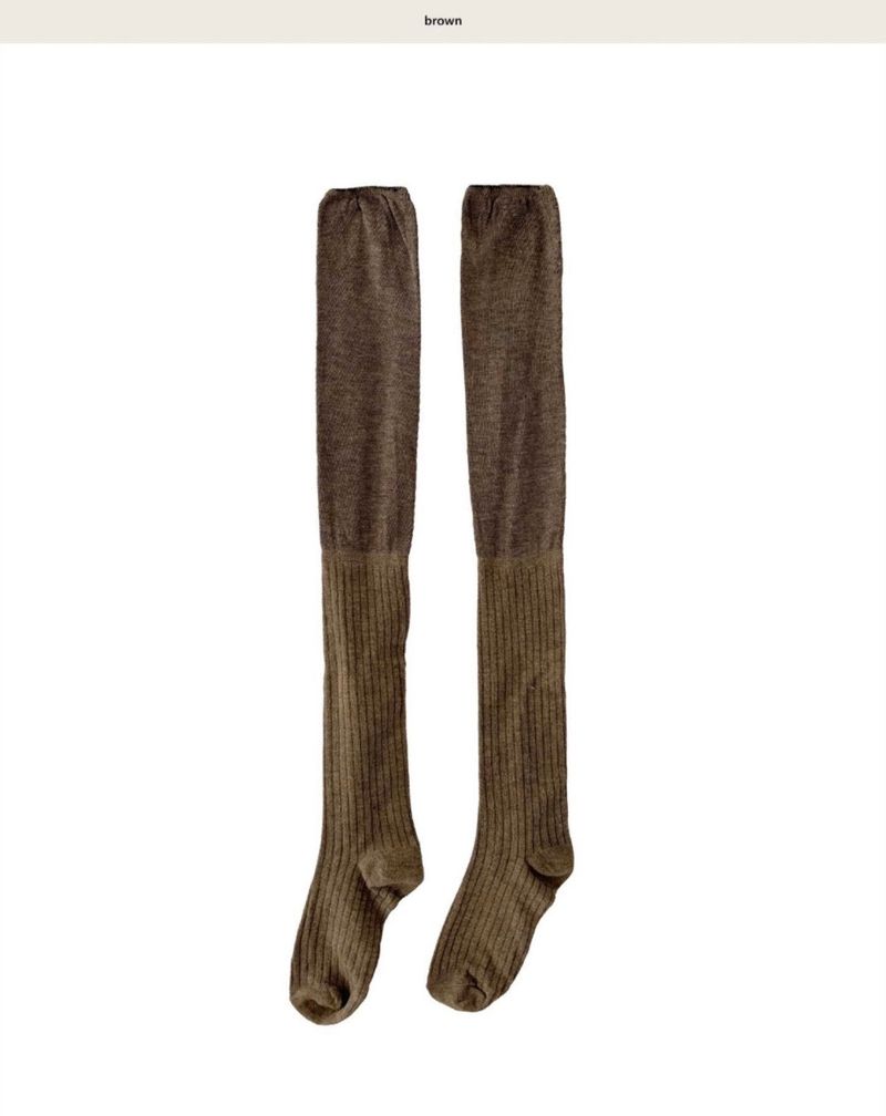 blur layered double over knee socks