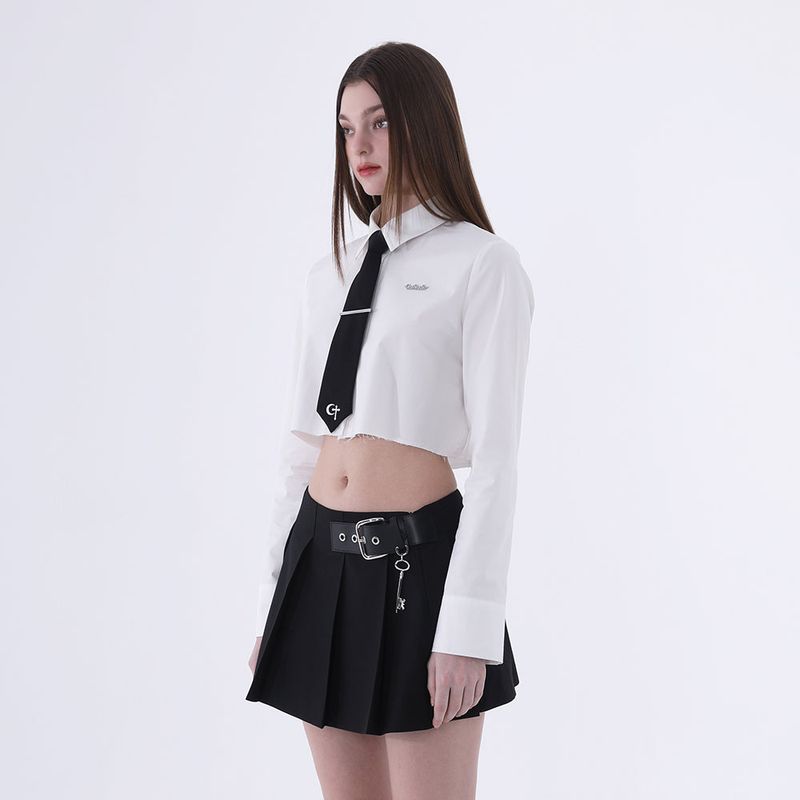 0 1 CT necktie crop shirt - WHITE