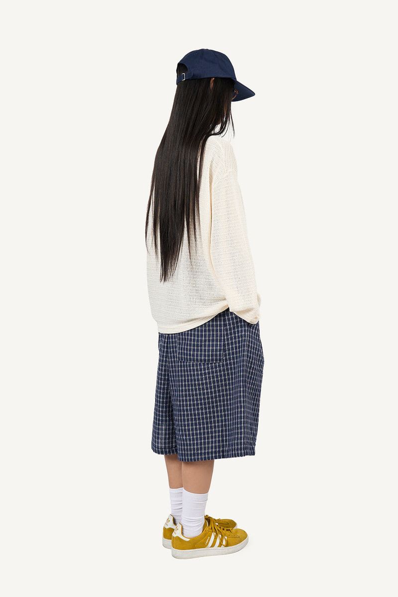 Gingham Check Banding Bermuda Pants