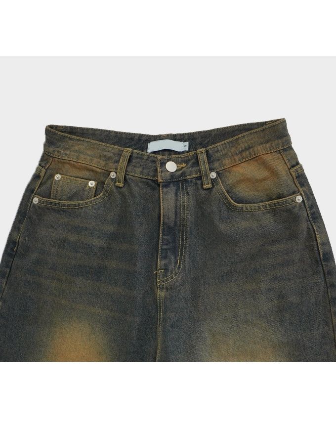 Maison washing wide denim pants