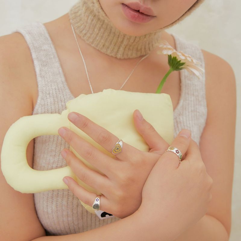 puffy double heart ring color