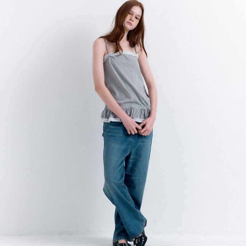 Frill Layered Sleeveless Melange Gray
