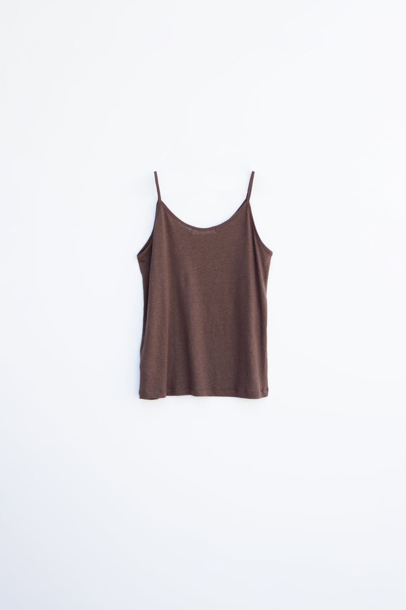 Linen V-neck sleeveless (Brown)